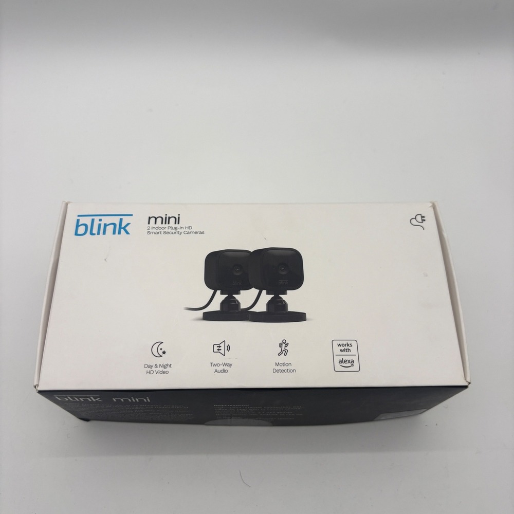 Blink Mini 2 Indoor Plug-In HD Smart Security Cameras Black 2-Pack Alexa Ready